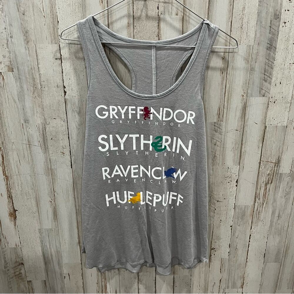 Harry Potter Houses Tank Top‎ Gray Racerback Womens Size Small